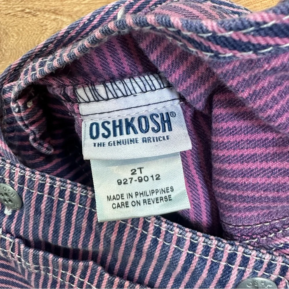 Oshkosh B'Gosh Vintage Toddler Girl Skirtalls Pinstripe Denim Dress Size 2 T